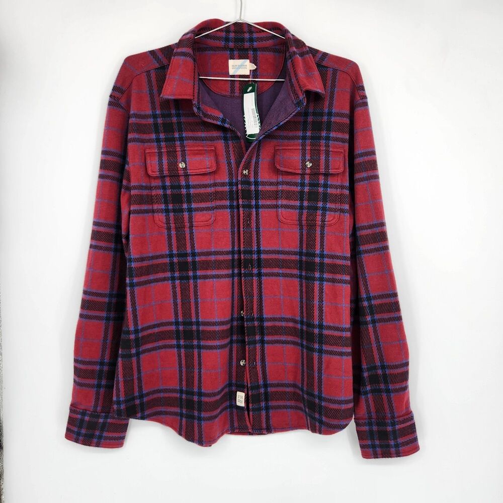 Fair Harbor Men's Red Blue Medium Dunewood Knit‎ Flannel NWT